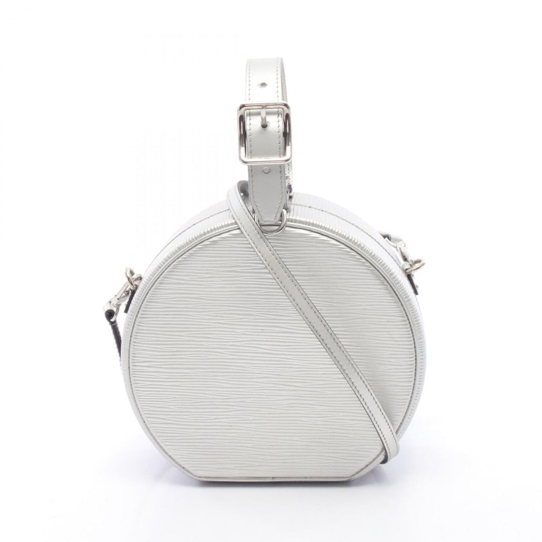 Louis Vuitton Petite Boite Chapeau Epi 2-Way Handbag, Leather, Women's, Silver Tone, M53074: --- Catalog ---Category: SizeSize (HxWxD): 15.5cm x 16.5cm x 7.5cm / 6.1'' x 6.49'' x 2.95''Category: DesignType: HandbagColor: SilverGender: WomenMaterial: Leather Category: GeneralMPN: M53074Brand: 