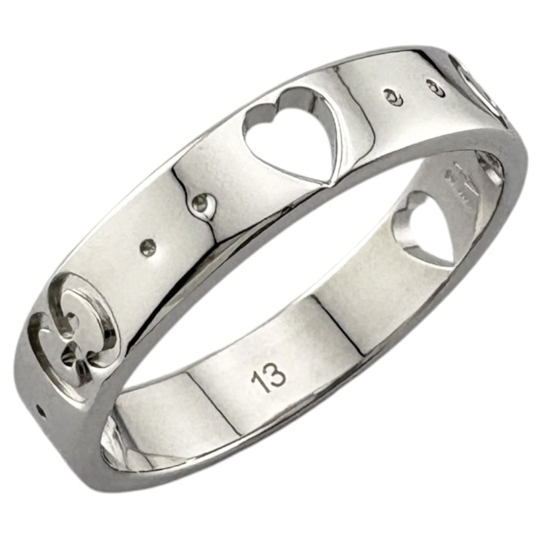 Gucci Icon Amor Ring, 18K Gold, Women's GUCCI: --- Catalog ---Category: PackNumber in Pack: 1Category: SizeJP Size: 12.5US Size: 6.5Category: DesignType: Band ringColor: White goldGender: WomenMaterial: White gold (18K)Category: GeneralBrand: Gucc