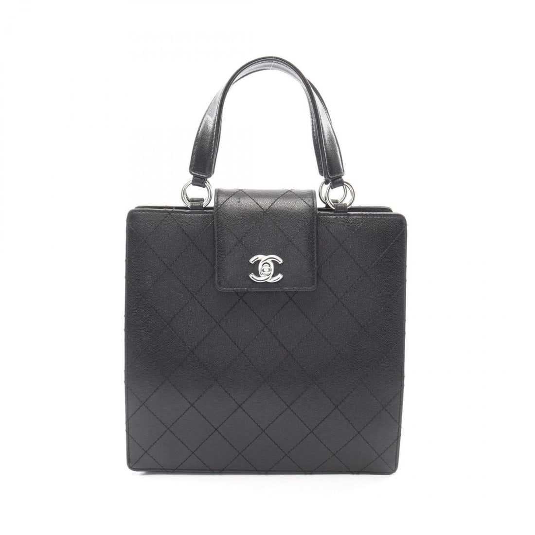 Chanel Matelassé Handbag, Calfskin Leather, Women's, Black: --- Catalog ---Category: SizeSize (HxWxD): 24cm x 25cm x 8cm / 9.44'' x 9.84'' x 3.14''Category: DesignType: HandbagColor: BlackGender: WomenMaterial: Leather Leather/Fur Type: CalfskinCategory: Gener