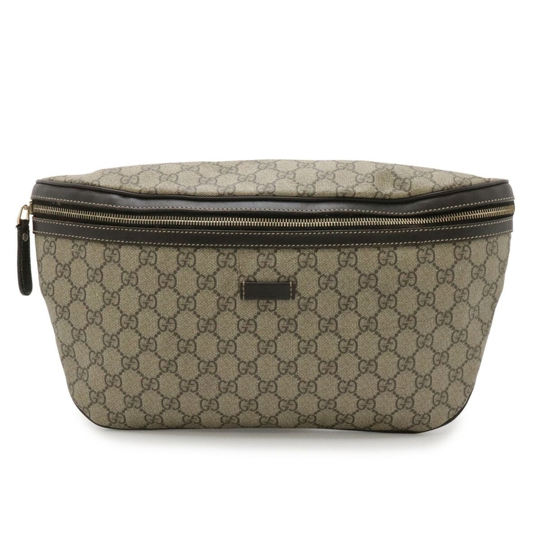 GUCCI GG Plus Supreme Bag, Body Hip Waist Leather, Beige, Brown, Dark 211110: --- Catalog ---Category: SizeWeight: 400g / 14.1oz.Size (HxWxD): 21.5cm x 37.5cm / 8.46'' x 14.76''Strap Length: 128cm / 50.39''Category: DesignType: Sling bagColor: Beige, Dark brownGender: Women,Men