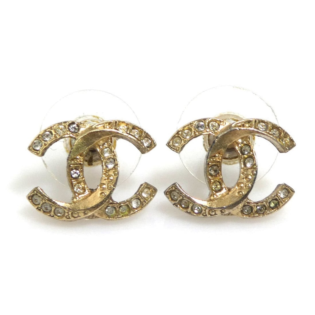Chanel CHANEL Earrings Metal Rhinestone Gold Women's h32167i (1 of 10)