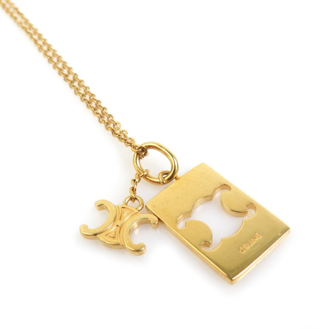 Celine Triomphe Metal Gold Necklace for Women h32149k: --- Catalog ---Category: SizePendant Size: 15mm x 10mm / 0.59'' x 0.39''Neck Circumference: 41 cm / 16.14''Category: DesignColor: GoldGender: WomenMaterial: MetalNecklace Type: NecklaceCategory: Gener