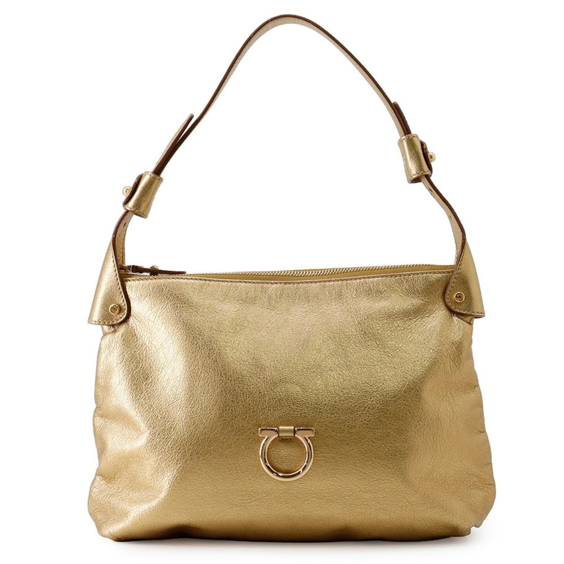 Salvatore Ferragamo Gancini Leather Handbag 21B717 Women's: --- Catalog ---Category: SizeSize (HxWxD): 19cm x 32cm x 5.5cm / 7.48'' x 12.59'' x 2.16''Category: DesignType: Handbag, Shoulder bagColor: GoldGender: WomenMaterial: Leather Category: GeneralMPN: 21B