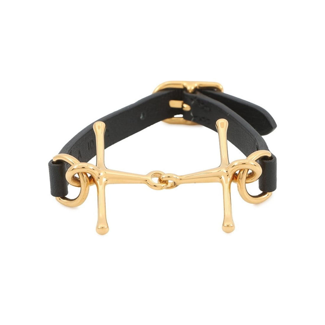 Hermes Bracelet, Mall Horsebit, Black Swift Leather, A Stamp, Size T2, HERMES, Black, Hermes, HERMES: --- Catalog ---Category: SizeLength: 14cm - 16cm / 5.51'' - 6.29''Category: DesignType: Charm braceletColor: Black, GoldGender: WomenMaterial: Gold plating, Swift leatherCategory: GeneralBrand: Hermes