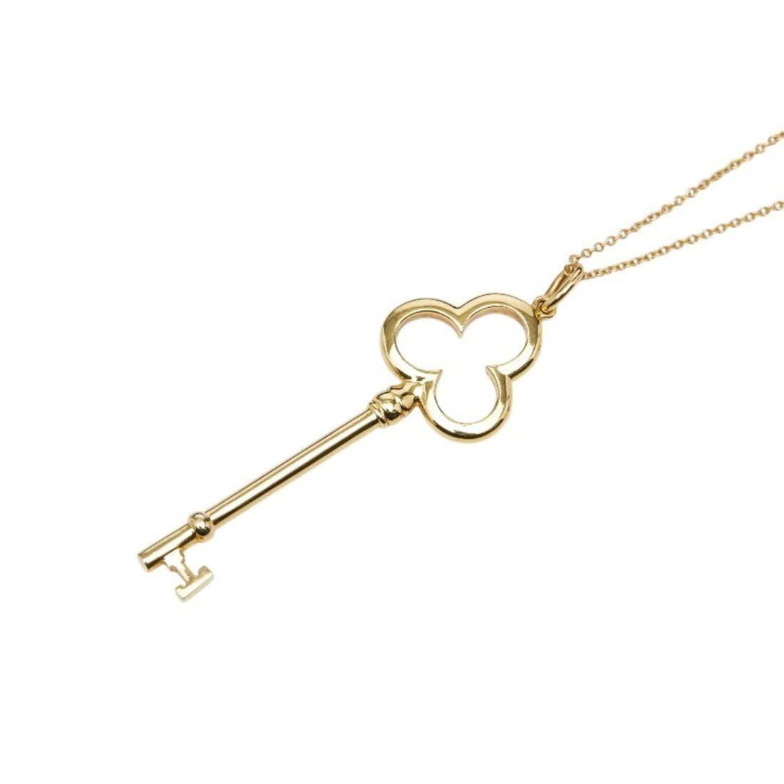 Tiffany & Co. Trefoil Key Necklace, 18K Yellow Gold, Women's.: --- Catalog ---Category: SizePendant Size: 53.7mm x 17.8mm / 2.11'' x 0.7''Neck Circumference: 41 cm / 16.14''Category: DesignGender: WomenMaterial: Yellow gold (18K)Necklace Type: NecklaceCategory: G