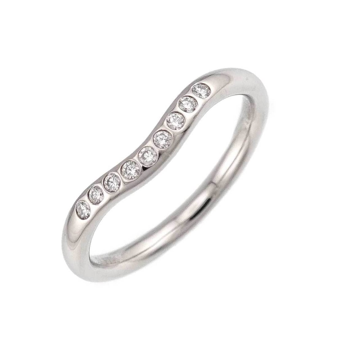Tiffany & Co. Curved Band Ring with Diamonds, Platinum.: --- Catalog ---Category: SizeJP Size: 8US Size: 4.5Category: DesignType: Band ringGender: WomenMaterial: Platinum 950Category: GeneralBrand: Tiffany--- Item List ---Section: ConditionRanking: Rank SA 