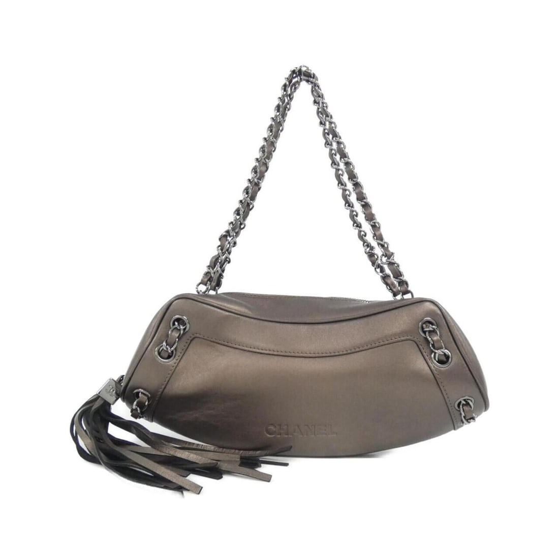 Chanel handbag: --- Catalog ---Category: SizeSize (HxWxD): 12cm x 30cm x 8cm / 4.72'' x 11.81'' x 3.14''Category: DesignType: HandbagColor: BrownGender: WomenMaterial: Leather Leather/Fur Type: CalfskinCategory: Gene