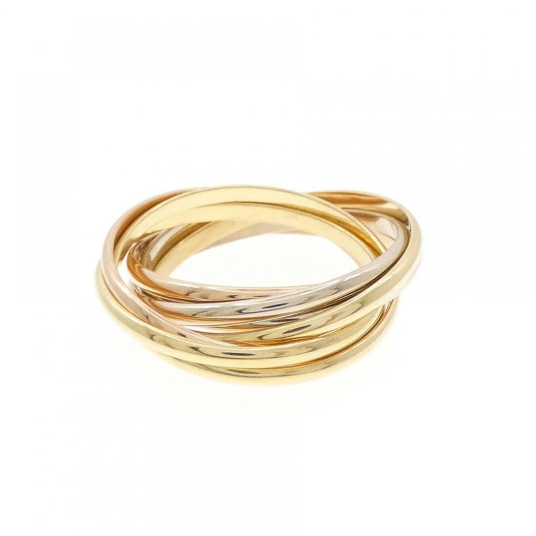Cartier Trinity Ring: --- Catalog ---Category: SizeUS Size: 7Brand Size: 54Category: DesignType: Band ringColor: Pink gold, White gold, Yellow goldGender: WomenMaterial: Pink gold (18K), White gold (18K), Yellow gold (18K)