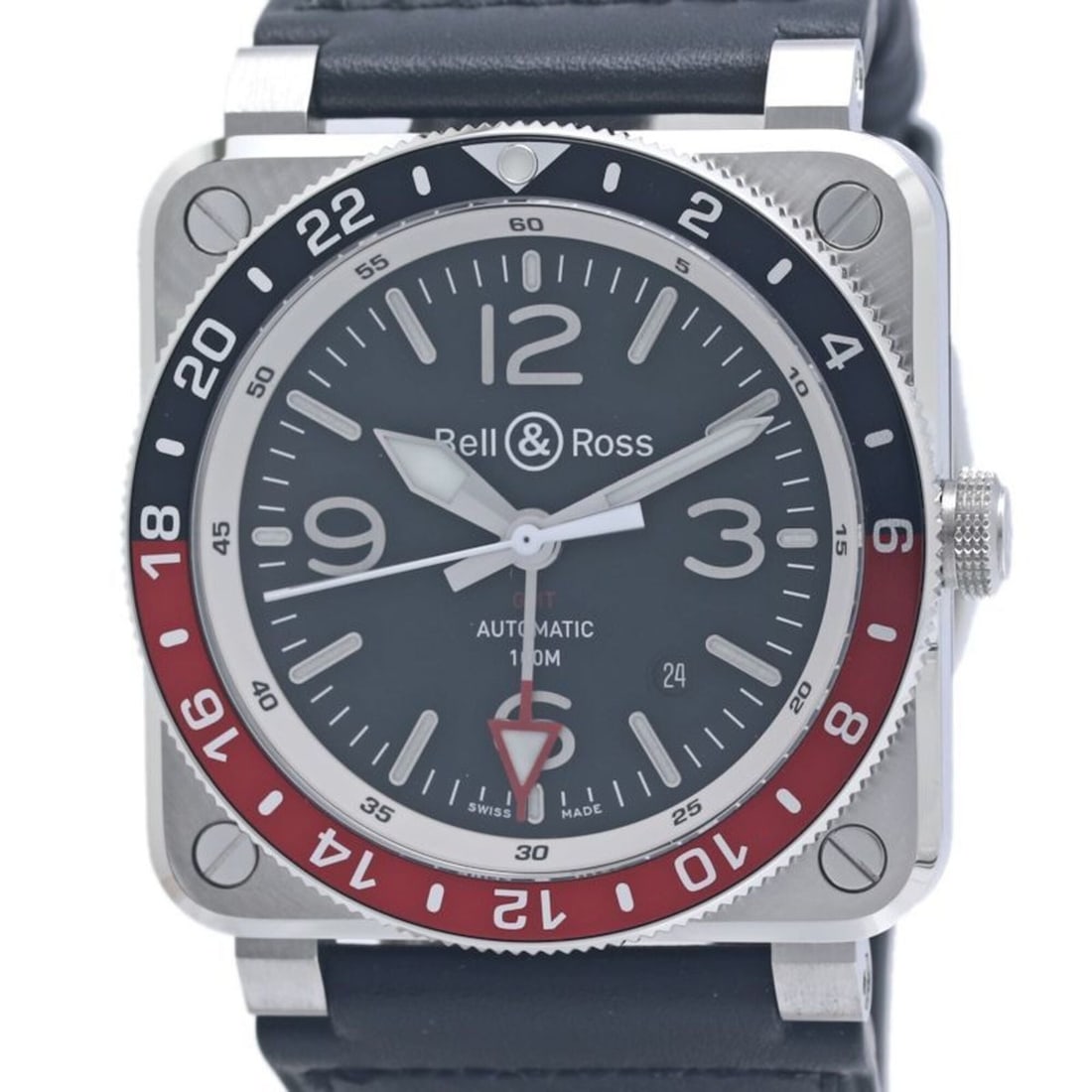 Bell & Ross BR03-93 GMT BR0393-BL-ST SCA Men's Watch, Stainless Steel x Leather Strap, 40329 (1 of 20)