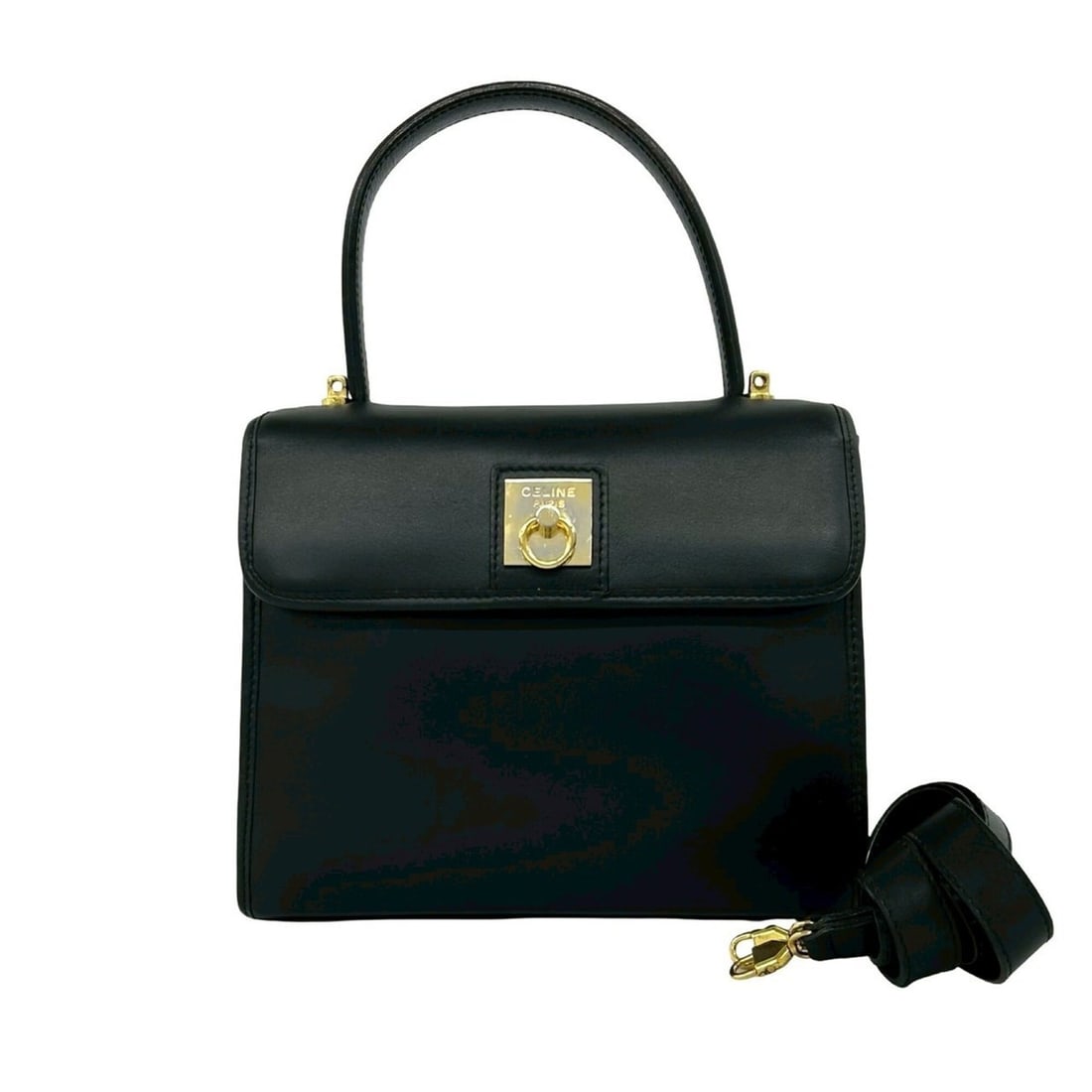 CELINE Vintage Logo Ring Hardware Leather 2-way Handbag Shoulder Bag Black 67519: --- Catalog ---Category: SizeSize (HxWxD): 18cm x 23cm x 8cm / 7.08'' x 9.05'' x 3.14''Category: DesignType: Handbag, Shoulder bagColor: BlackGender: WomenMaterial: Leather Category: GeneralBrand: Cel