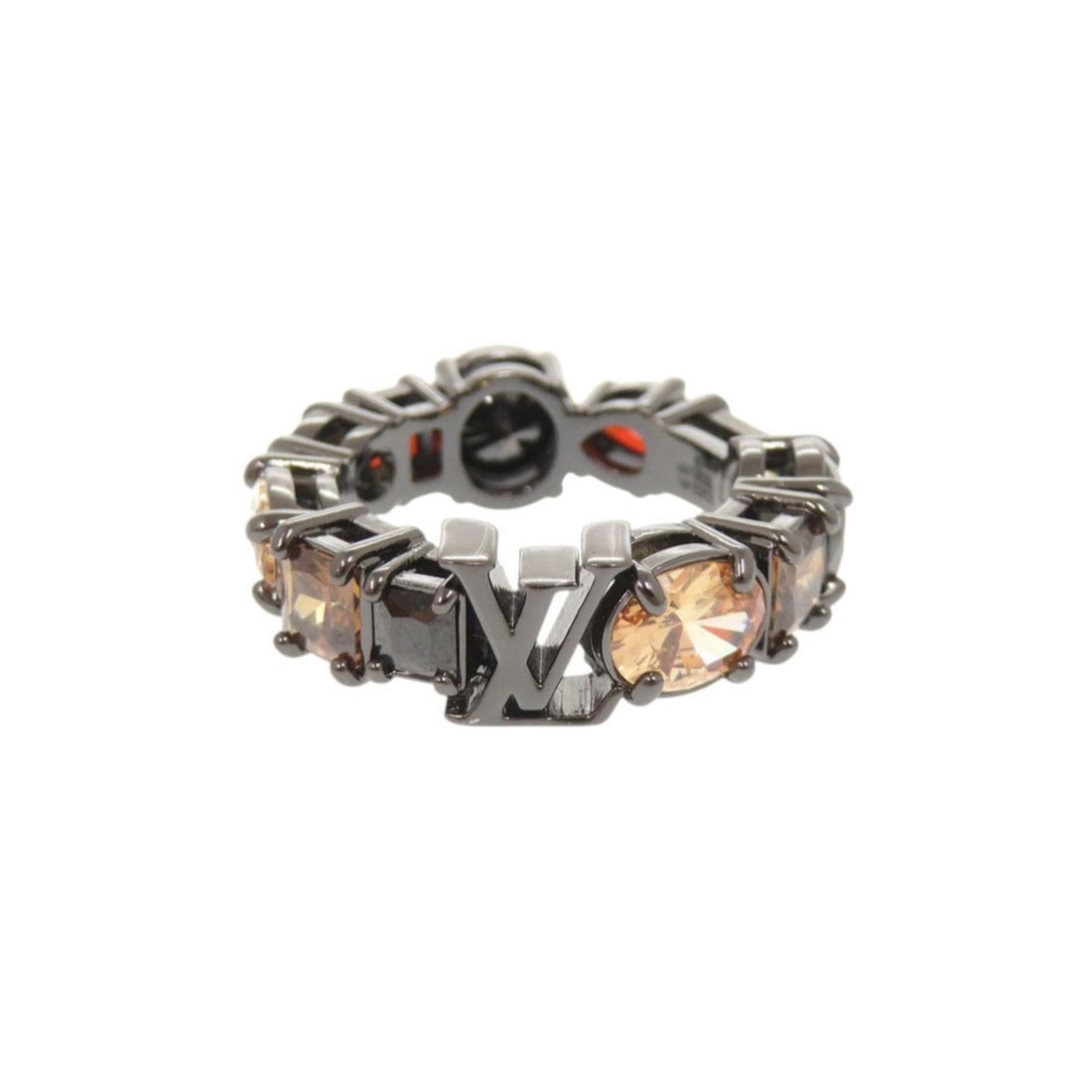 Excellent condition Louis Vuitton LV Light M1202L Metal Colored Stone Ring, Size L, Gunmetal, 1514 (1 of 12)