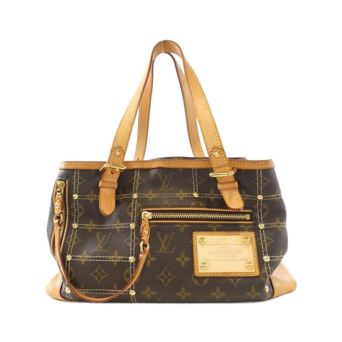 Louis Vuitton Monogram Rivet Handbag M40140: --- Catalog ---Category: SizeSize (HxWxD): 20cm x 35cm x 16cm / 7.87'' x 13.77'' x 6.29''Category: DesignType: HandbagColor: MarronGender: WomenMaterial: Coated canvas Hardware Color: GoldCategory: Ge