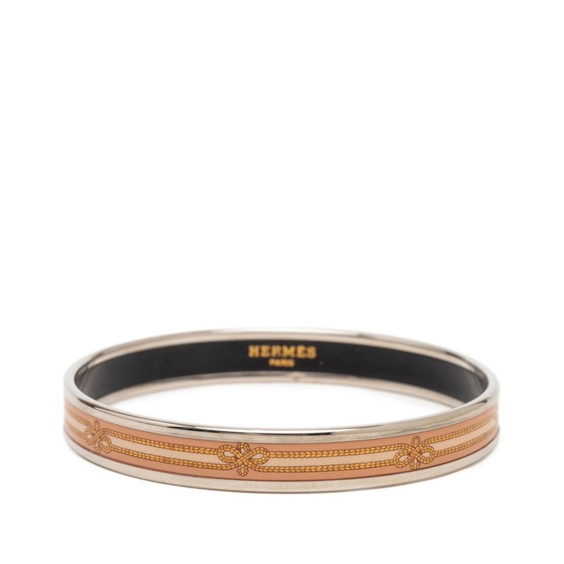 Hermes Email PM Cloisonné Bangle, Gold and Beige Metal, Women's (1 of 9)