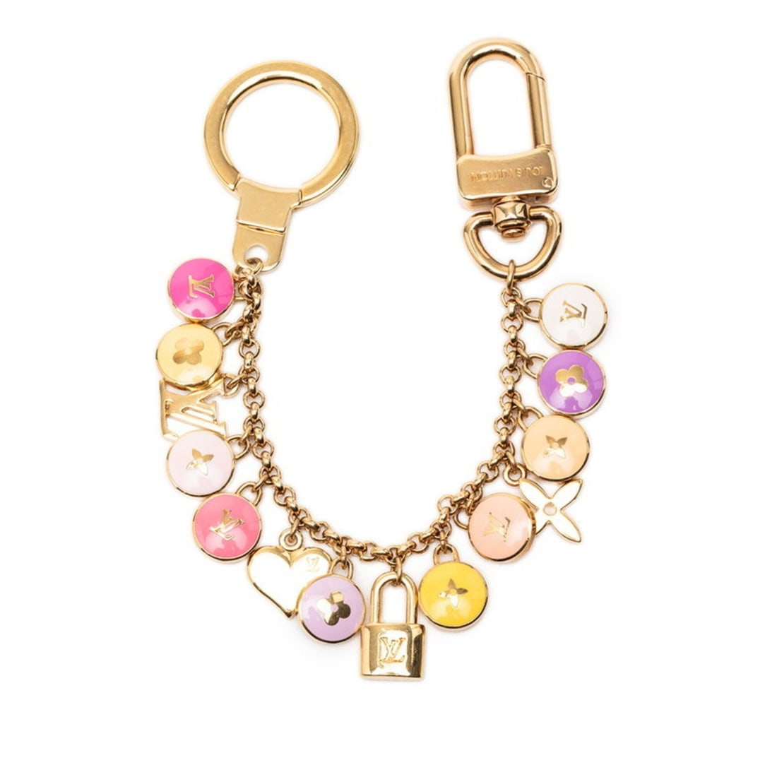 Louis Vuitton Portefeuille Chaine Pastille Keychain Keyring Accessory Bag Charm M66172 Gold: --- Catalog ---Category: SizeSize (HxWxD): 1.9cm x 1.1cm / 0.74'' x 0.43''Chain/Strap Length: 21cm / 8.26''Category: DesignType: KeyringColor: Multi-colorGender: WomenCategory: GeneralMPN: M66172Brand