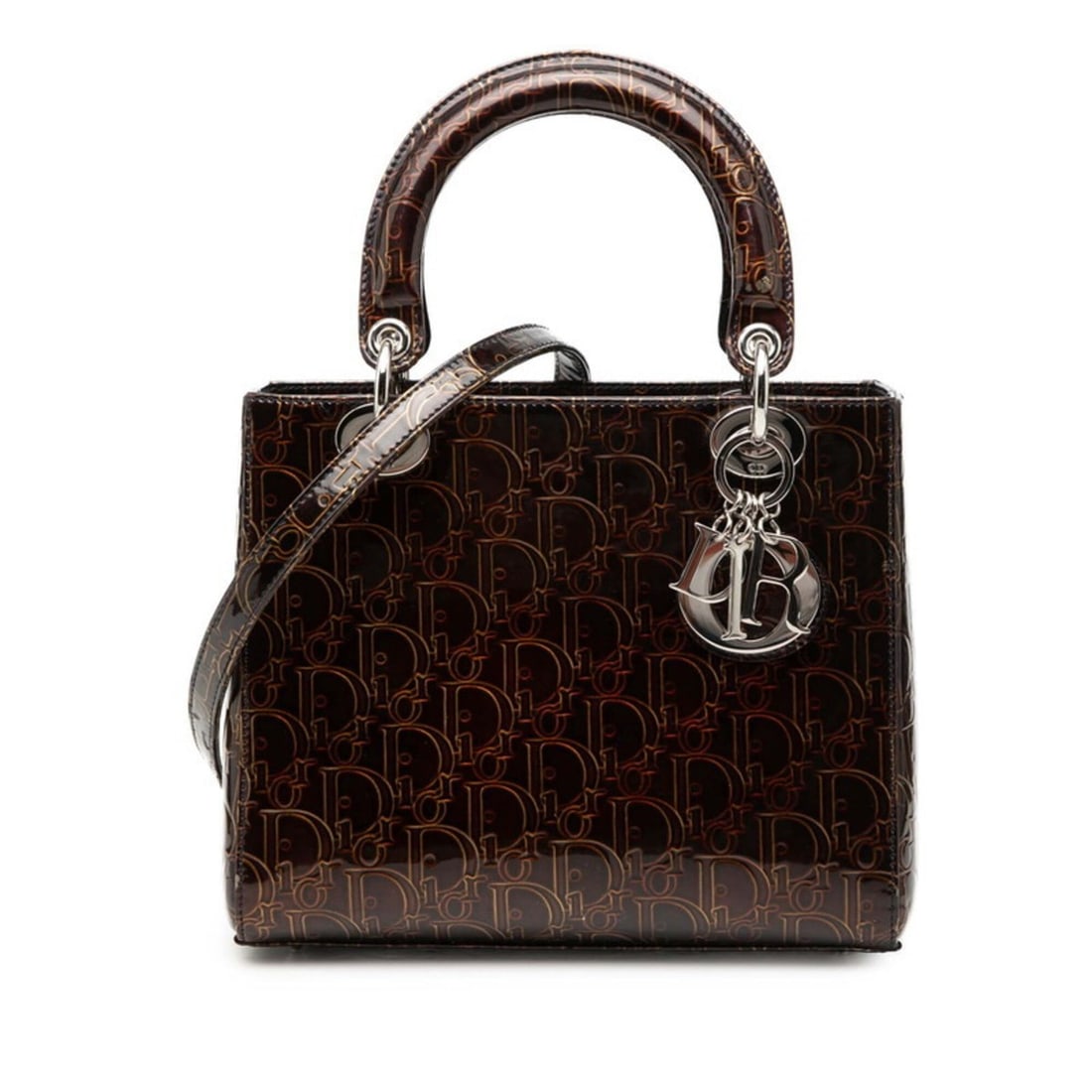Christian Dior Dior Trotter Lady Medium Handbag Shoulder Bag 2-Way Brown Patent Leather Women's: --- Catalog ---Category: SizeSize (HxWxD): 20cm x 24cm x 12cm / 7.87'' x 9.44'' x 4.72''Category: DesignType: Handbag, Shoulder bagColor: BrownGender: WomenMaterial: Patent leather Category: GeneralBr
