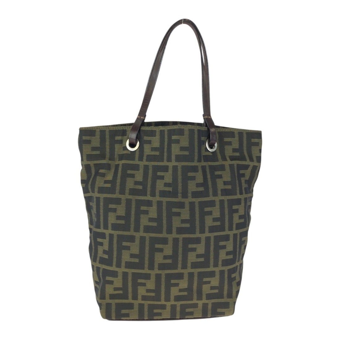 FENDI Zucca Tote Bag/Handbag for Women, Brown/Dark Brown, Silver Hardware, Nylon/Leather, 26598: --- Catalog ---Category: SizeSize (HxWxD): 25cm x 25cm x 10cm / 9.84'' x 9.84'' x 3.93''Category: DesignType: Handbag, Tote bagColor: Dark brownGender: WomenMaterial: Nylon , Leather Hardware Color: S