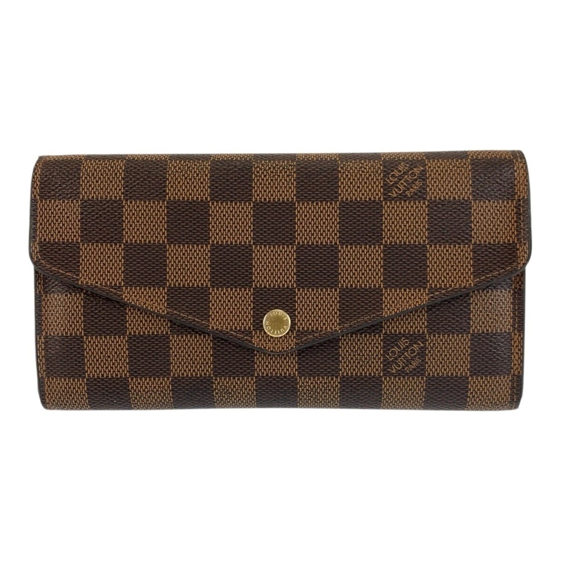 LOUIS VUITTON Damier Portefeuille Sarah Brown Gold Hardware N63209 Long Wallet for Women: --- Catalog ---Category: SizeSize (HxWxD): 10cm x 19cm x 2.5cm / 3.93'' x 7.48'' x 0.98''Category: DesignType: Long wallet (bi-fold)Color: BrownGender: WomenMaterial: PVC Category: GeneralMPN: N63209B