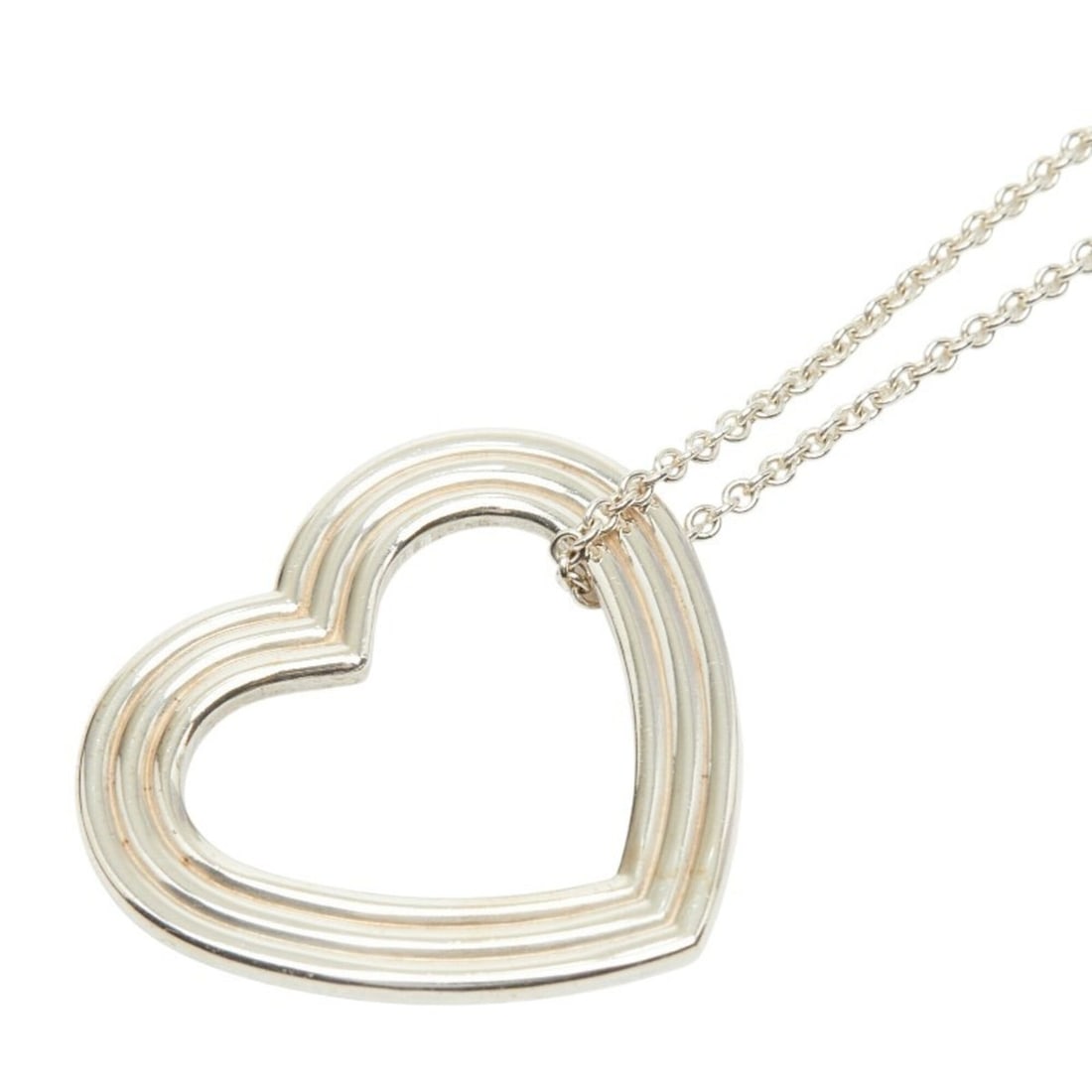 Tiffany & Co. Menard Open Heart Chain Pendant Necklace, SV925 Silver, Women's.: --- Catalog ---Category: SizePendant Size: 27.8mm x 30.6mm / 1.09'' x 1.2''Neck Circumference: 41 cm / 16.14''Category: DesignGender: WomenMaterial: Silver, Silver 925Necklace Type: Pendant necklaceCa