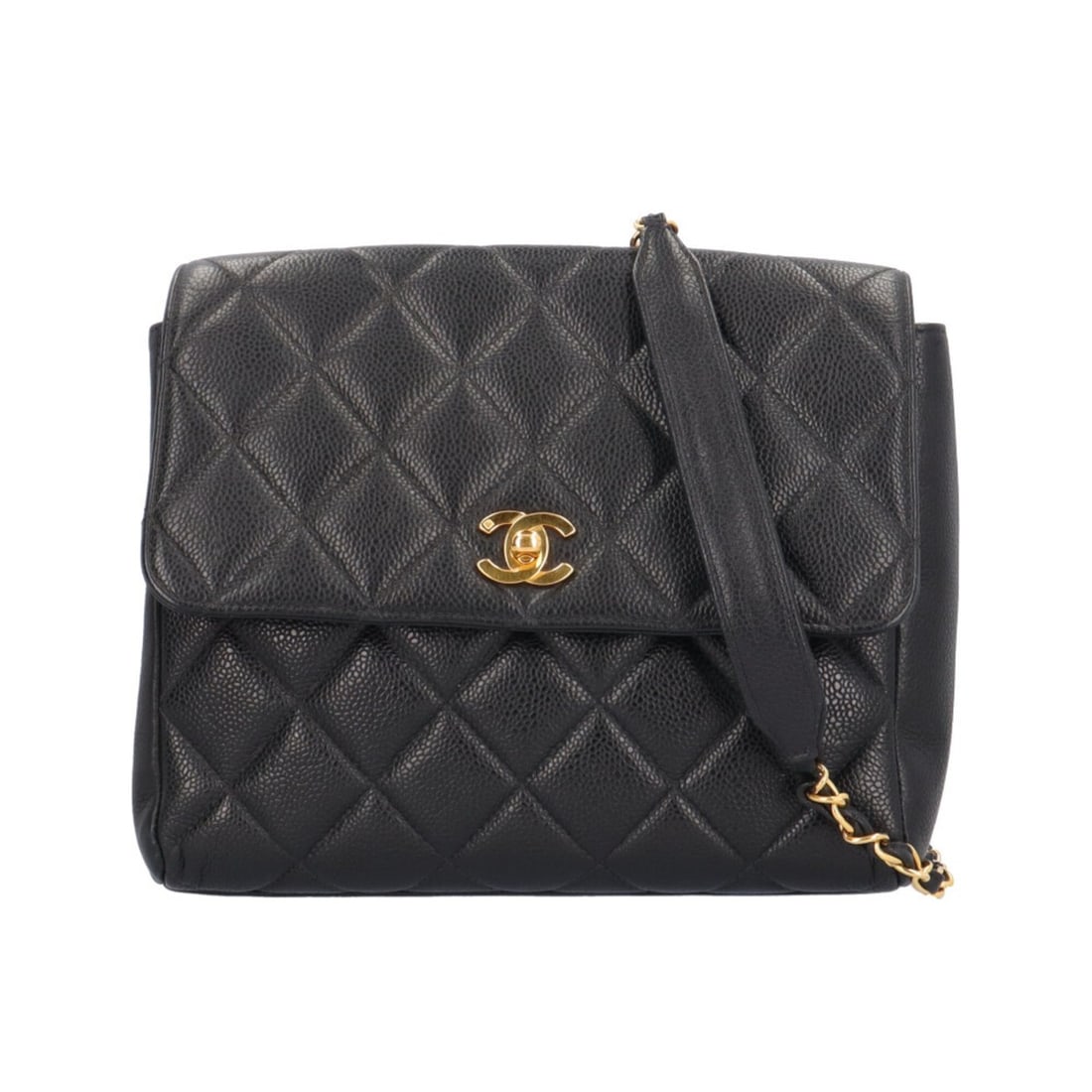 Chanel Matelassé Shoulder Bag, Caviar Leather, Black, Women's, CHANEL Chain: --- Catalog ---Category: SizeSize (HxWxD): 20cm x 23cm x 9cm / 7.87'' x 9.05'' x 3.54''Category: DesignType: Shoulder bagColor: BlackGender: WomenMaterial: Grained Calfskin Category: GeneralBrand: Cha