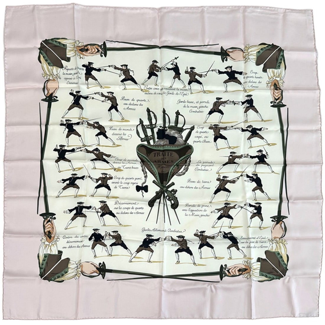Hermes scarf/muffler, Carre 90, Traite des Armes, fencing, women's, brand, silk, pink, multicolor,: --- Catalog ---Category: SizeSize (LxW): 90cm x 90cm / 35.43'' x 35.43''Category: DesignType: ScarfColor: Multi-color, PinkStyle: SportsGender: WomenMaterial: Silk Category: GeneralBrand: HermesCountr