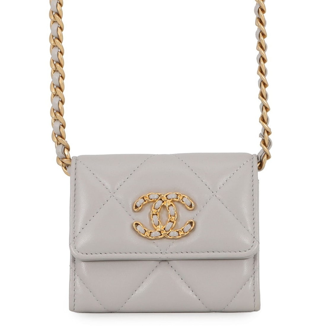 Chanel Wallet Chain CHANEL19 Flap Compact Coin Purse Lambskin AP1787 CHANEL Women's WALLET: --- Catalog ---Category: SizeSize (HxWxD): 9cm x 11cm / 3.54'' x 4.33''Category: DesignType: Chain/Shoulder walletColor: GrayGender: WomenMaterial: Leather Leather/Fur Type: LambskinCategory: GeneralB