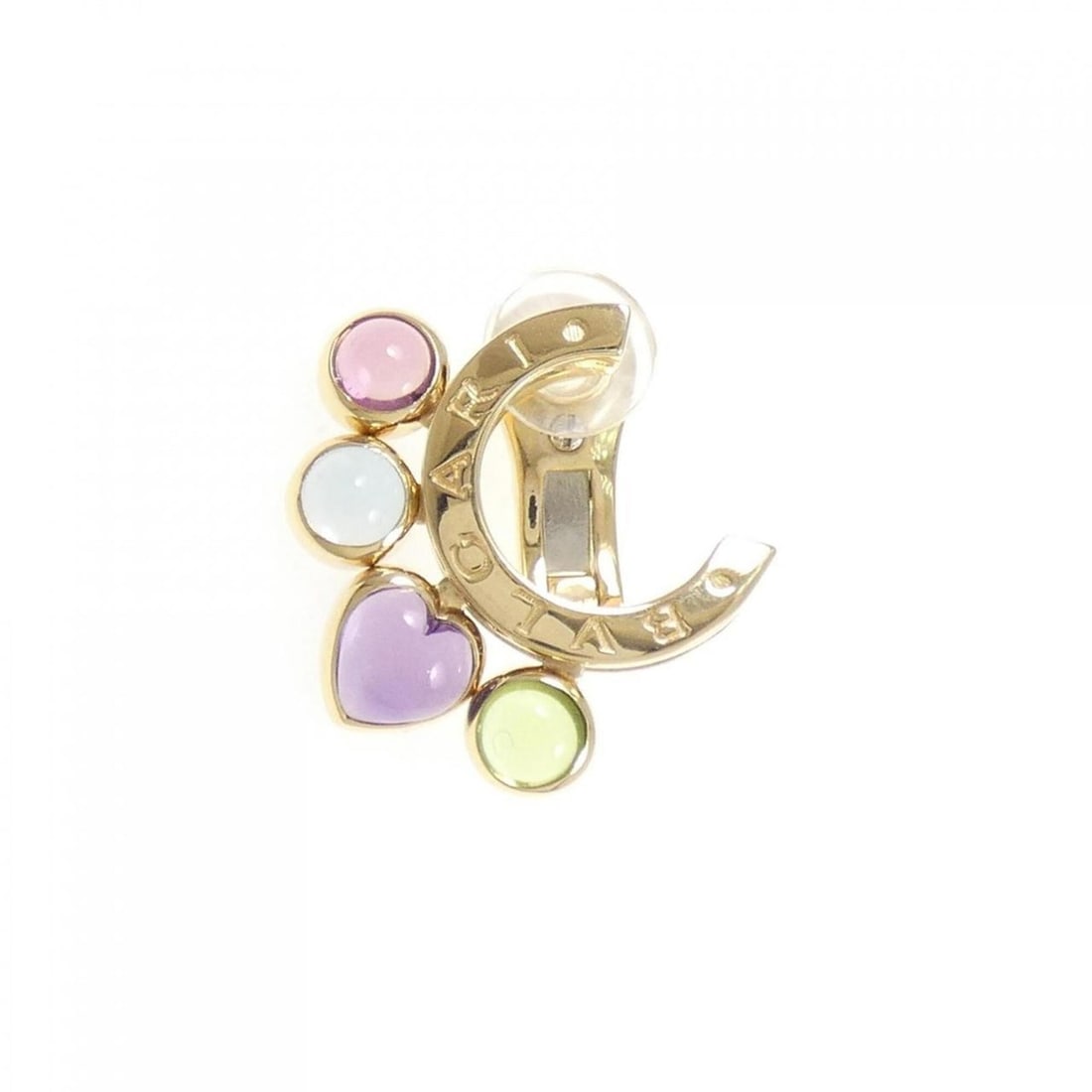 Bvlgari Allegra Earring (Single Earring): --- Catalog ---Category: SizeSize (HxWxD): 25.00mm x 24.00mm / 0.98'' x 0.94''Category: DesignType: Clip earringsStone: Amethyst, Peridot, Topaz, TourmalineGender: WomenMaterial: Yellow gold