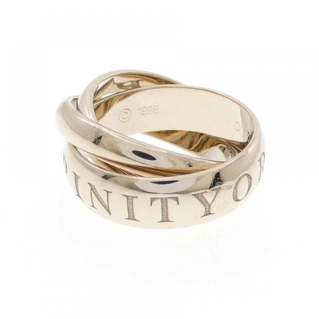 Cartier Trinity 1998 Christmas Limited Edition Ring: --- Catalog ---Category: SizeUS Size: 4Brand Size: 47Category: DesignType: Band ringColor: White goldGender: WomenMaterial: White gold (18K)Category: GeneralBrand: Cartier--- Item List ---Section: