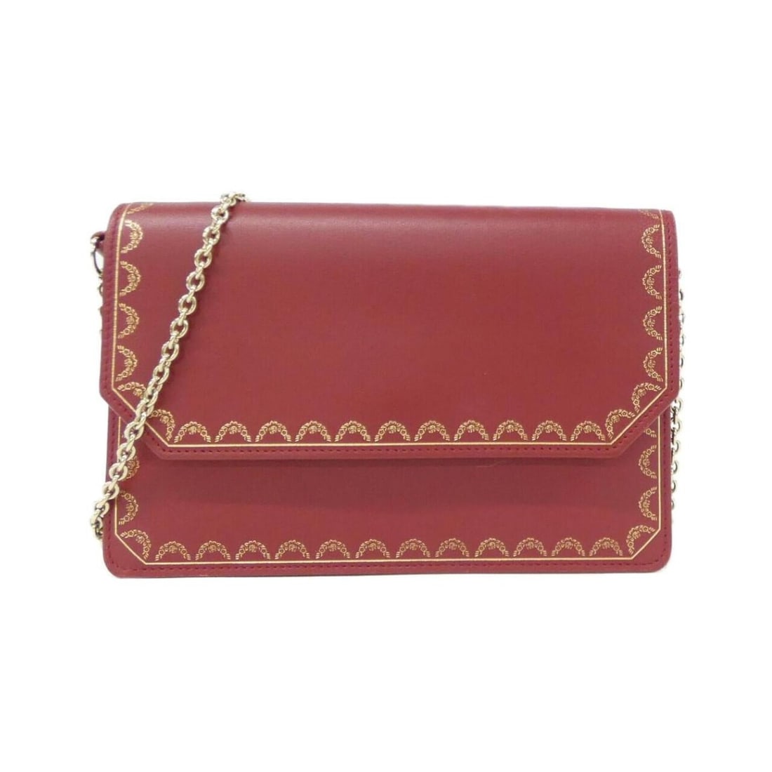 Cartier GUIRLANDE DE CARTIER L1002220 Wallet Chain: --- Catalog ---Category: SizeSize (HxWxD): 12cm x 19cm x 4.5cm / 4.72'' x 7.48'' x 1.77''Category: DesignType: Chain/Shoulder walletColor: BordeauxGender: WomenMaterial: Leather Leather/Fur Type:
