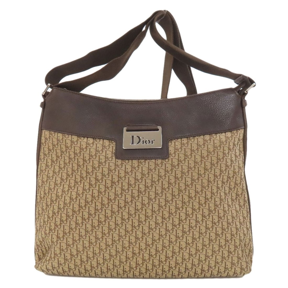 Christian Dior Trotter Pattern Shoulder Bag, Canvas/Leather, Women's: --- Catalog ---Category: SizeSize (HxWxD): 29cm x 34cm x 9.5cm / 11.41'' x 13.38'' x 3.74''Category: DesignType: Shoulder bagColor: BrownGender: WomenMaterial: Canvas , Leather Category: GeneralBrand:
