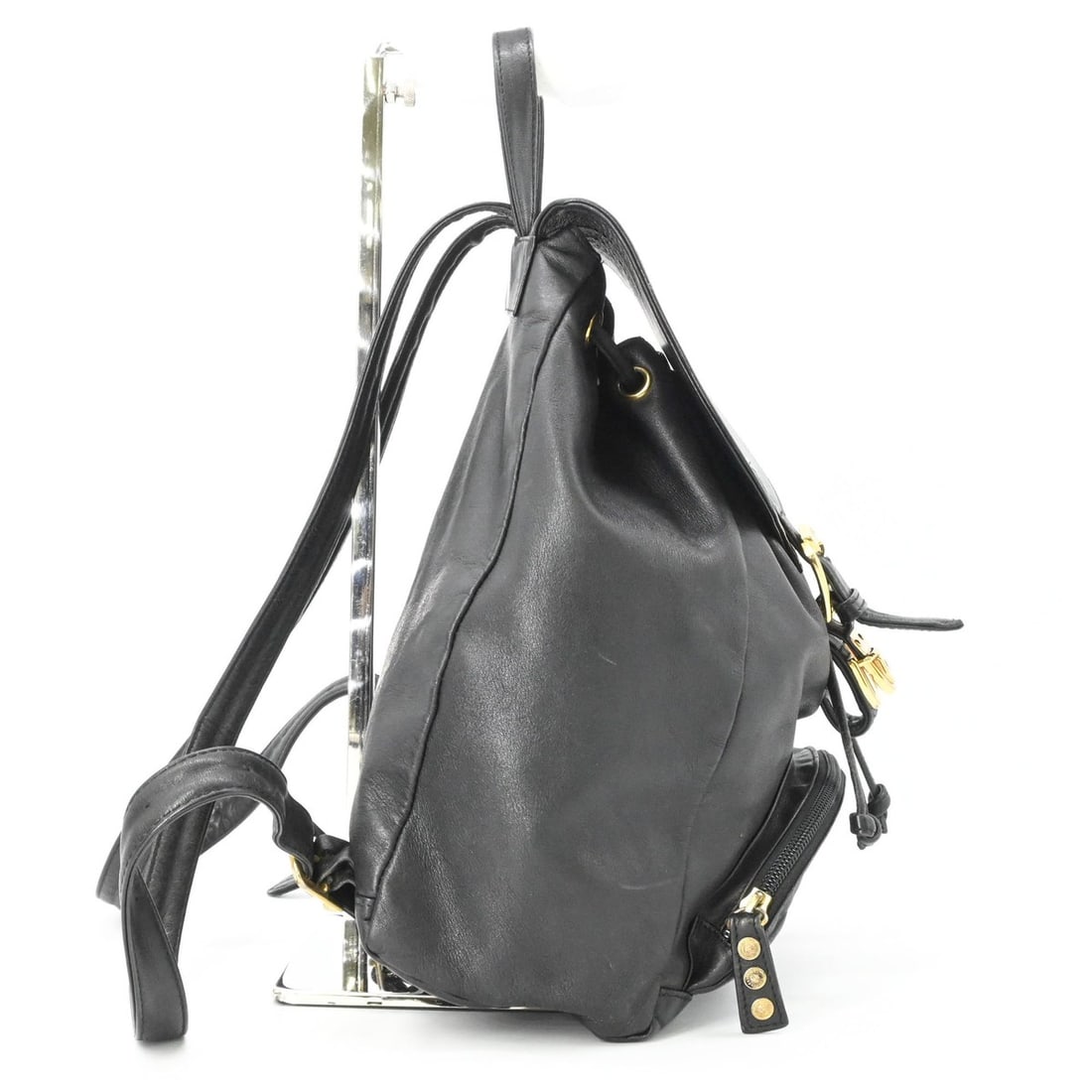 VERSACE Sunburst Backpack, Leather, Black - 3