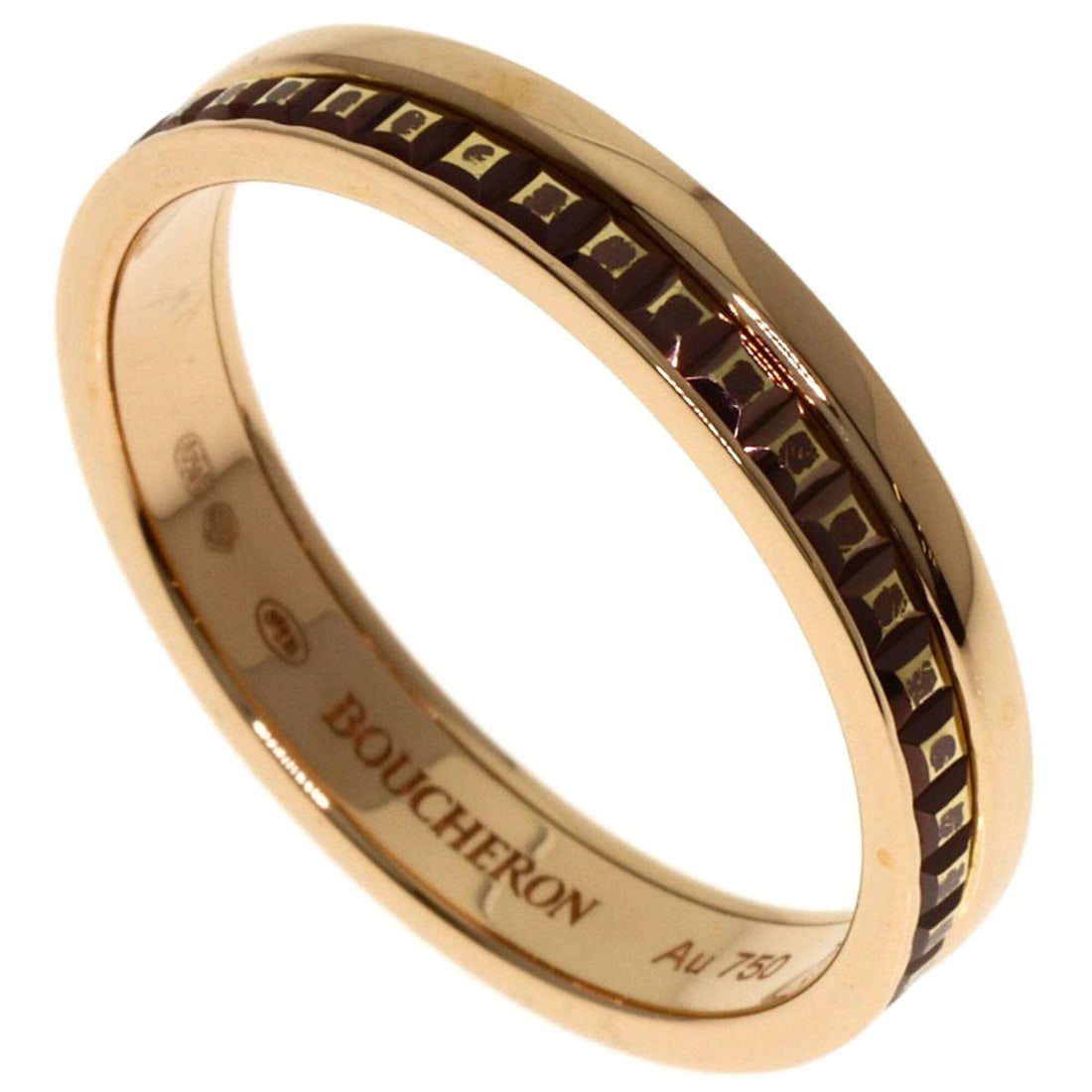 Boucheron Quatre Classic Half Ring #58, 18K Pink Gold, Women's.: --- Catalog ---Category: SizeJP Size: 18US Size: 9Category: DesignColor: Pink goldGender: WomenMaterial: Pink gold (18K)Category: GeneralBrand: Boucheron--- Item List ---Section: ConditionRanking: Ran