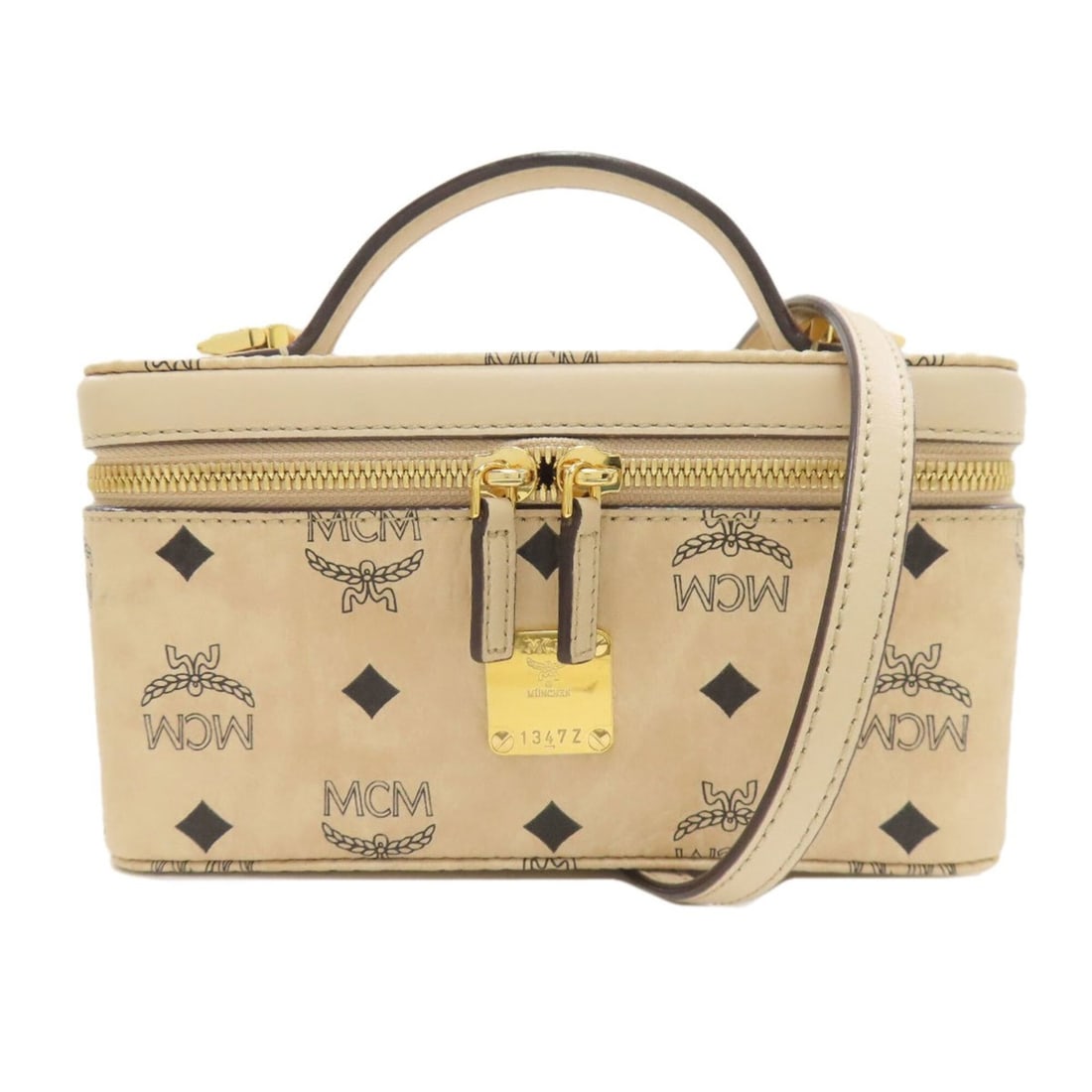 MCM Vanity 2-Way Handbag, PVC, Women's: --- Catalog ---Category: SizeSize (HxWxD): 11cm x 20cm x 10cm / 4.33'' x 7.87'' x 3.93''Category: DesignType: HandbagColor: BeigeGender: WomenMaterial: PVC Category: GeneralBrand: MCM--- Item List ---