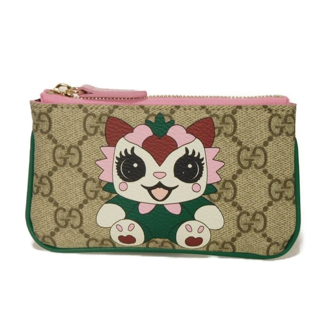 Gucci Besties Zip Coin Purse, Pink, Keyring, Unused, GG Supreme, Lovely Beige, 855376 FAFIO 9772,: --- Catalog ---Category: SizeSize (HxWxD): 8cm x 13.5cm x 1.5cm / 3.14'' x 5.31'' x 0.59''Category: DesignType: Coin purse/coin caseColor: BeigeGender: Men,WomenMaterial: GG Supreme , Canvas , Leather
