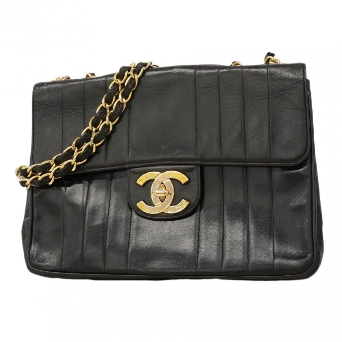 Chanel Mademoiselle Shoulder Bag, Double Chain, Lambskin, Black, Women's: --- Catalog ---Category: SizeSize (HxWxD): 22cm x 30cm x 8cm / 8.66'' x 11.81'' x 3.14''Category: DesignType: Shoulder bagColor: BlackGender: WomenMaterial: Leather Hardware Color: GoldLeather/Fur Typ