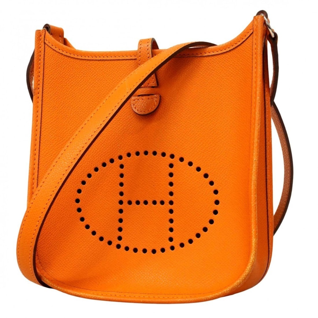Hermes Evelyne TPM Shoulder Bag, Veau Epsom Leather, Orange, ?H Stamp, Women's: --- Catalog ---Category: SizeSize (HxWxD): 18.5cm x 17.5cm x 5.5cm / 7.28'' x 6.88'' x 2.16''Category: DesignType: Shoulder bagColor: OrangeGender: WomenMaterial: Epsom leather Hardware Color: SilverC