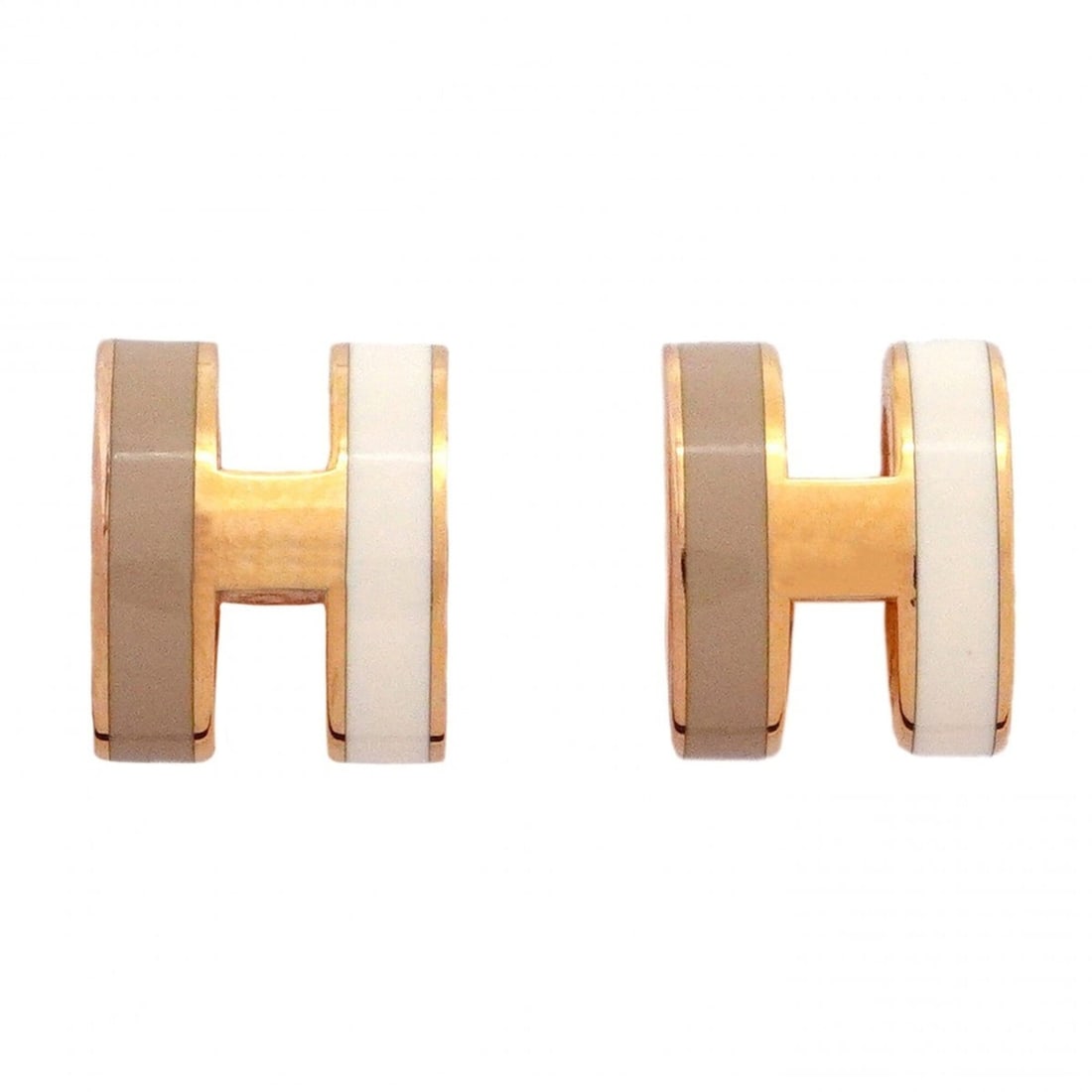 Hermes Pop H Earrings, GP Plated, White, Beige, Rose Gold, Women's: --- Catalog ---Category: SizeSize (HxWxD): 9.00mm x 7.40mm / 0.35'' x 0.29''Category: DesignType: Stud earringsColor: Beige, Rose gold, WhiteGender: WomenMaterial: Gold platingCategory: GeneralBrand: 