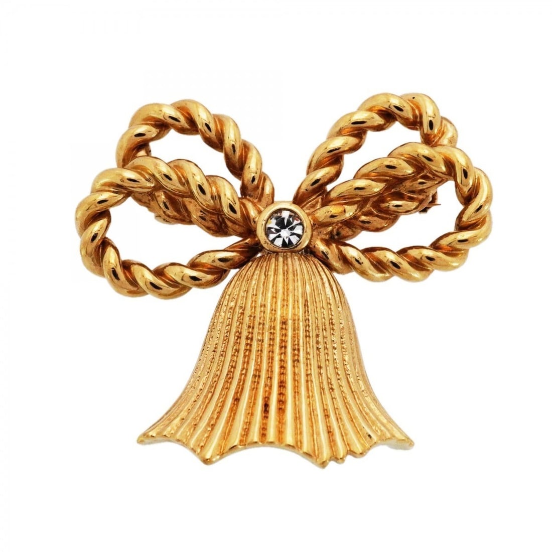 Christian Dior brooch, ribbon motif, gold plated, rhinestone, women's.: --- Catalog ---Category: SizeSize (HxWxD): 3.47cm x 3.66cm / 1.36'' x 1.44''Category: DesignType: BroochColor: GoldGender: WomenMaterial: Gold plating, RhinestoneCategory: GeneralBrand: Christian Dior