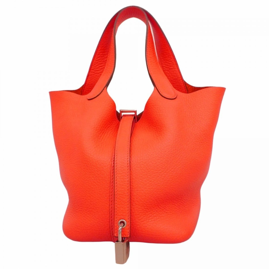 Hermes Picotin Lock PM handbag, Taurillon Clemence leather, Rose Texas, Y stamp, ladies'.: --- Catalog ---Category: SizeSize (HxWxD): 18cm x 18cm x 13cm / 7.08'' x 7.08'' x 5.11''Category: DesignType: HandbagColor: Red colorGender: WomenMaterial: Taurillon clemence leather Hardware Color: S
