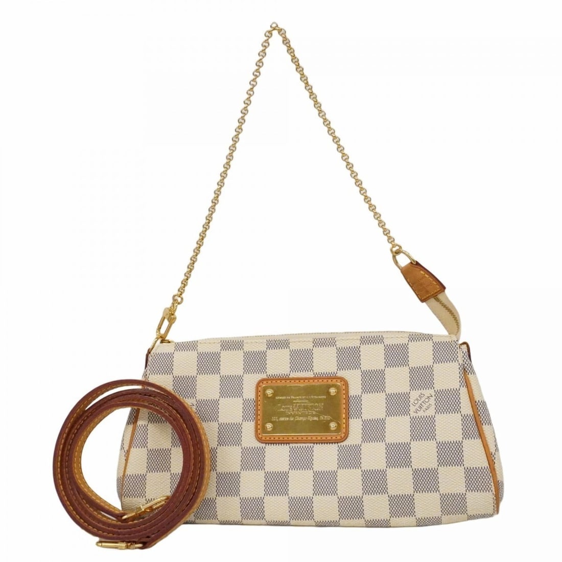 Louis Vuitton Damier Azur Eva Handbag N55214 White 2-way bag for women: --- Catalog ---Category: SizeSize (HxWxD): 13cm x 25cm x 4cm / 5.11'' x 9.84'' x 1.57''Category: DesignType: HandbagColor: WhiteGender: WomenCategory: GeneralMPN: N55214Brand: Louis Vuitton--- Item Li