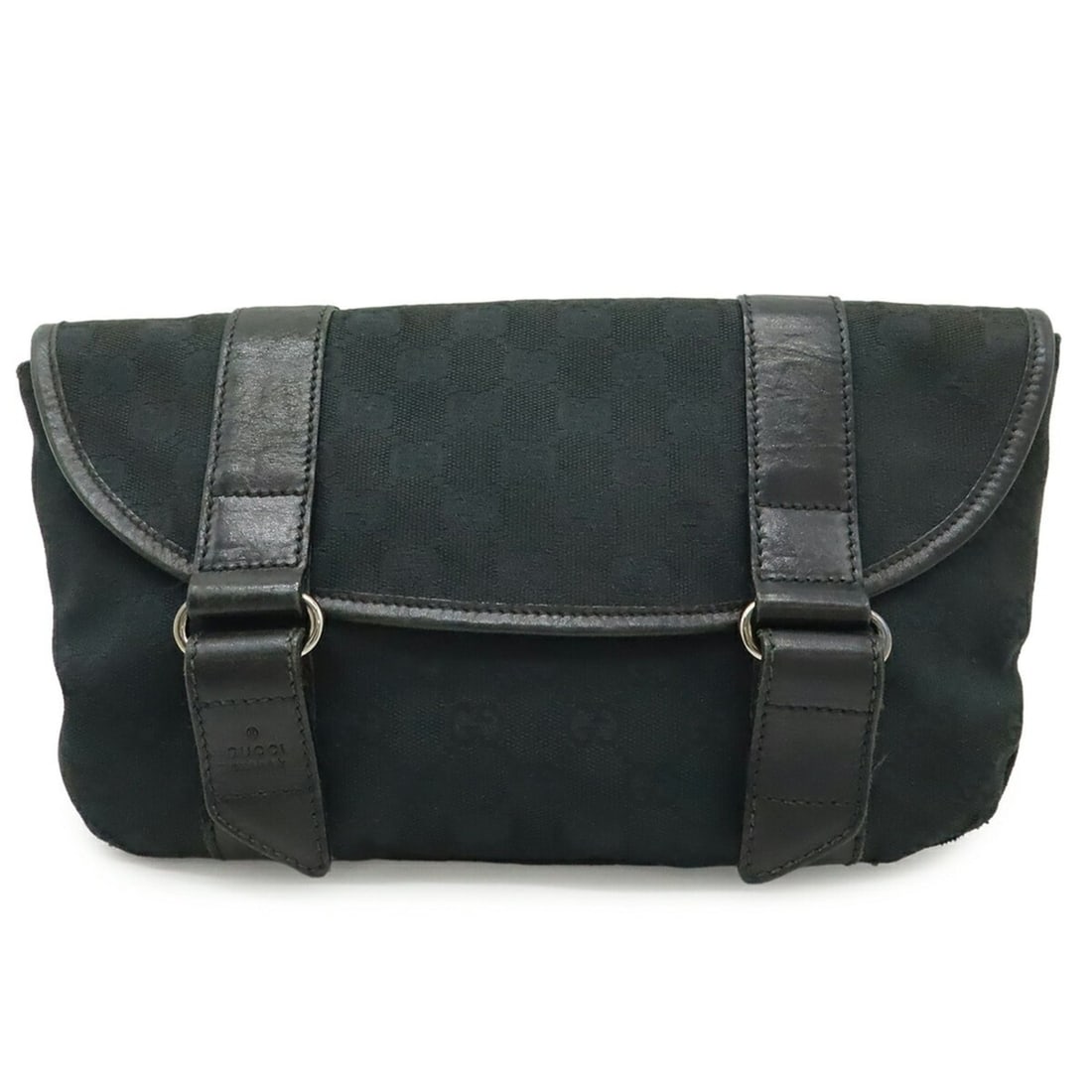 GUCCI GG Canvas Bag, Body Waist Pouch, Leather, Black, 145851: --- Catalog ---Category: SizeSize (HxWxD): 17cm x 30cm / 6.69'' x 11.81''Category: DesignType: Fanny pack, Pouch, Sling bagColor: BlackGender: Women,MenMaterial: GG canvas , Leather Category: GeneralM