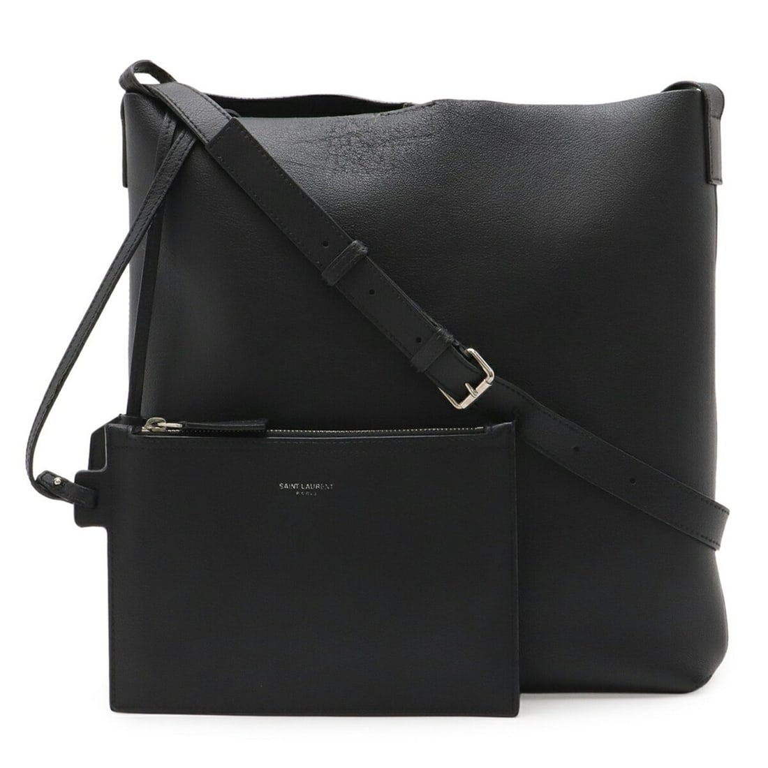 SAINT LAURENT PARIS Yves Saint Laurent YSL Shoulder Bag Leather Black 440231 (1 of 10)