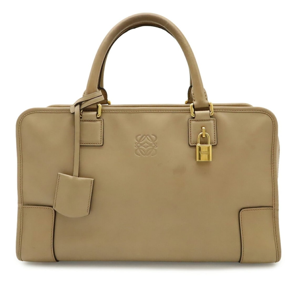 LOEWE Amazona 36 Anagram Handbag, Leather, Beige: --- Catalog ---Category: SizeSize (HxWxD): 22cm x 36cm x 15.5cm / 8.66'' x 14.17'' x 6.1''Category: DesignType: HandbagColor: BeigeGender: Women,MenMaterial: Leather Category: GeneralBrand: LoeweCount