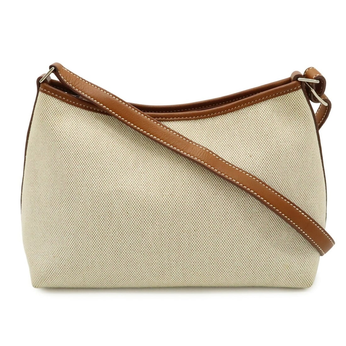 HERMES Hermes Berlingo PM Shoulder Bag Toile H Leather Beige Brown ?F Stamp (1 of 11)