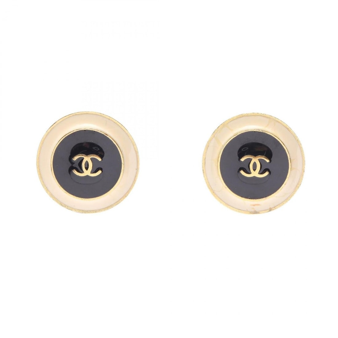 Chanel Coco Mark Circle 95P Earrings, Gold Plated Jewelry, Women's, Gold, Black, White: --- Catalog ---Category: SizeSize (HxWxD): 25.00mm x 25.00mm / 0.98'' x 0.98''Category: DesignType: Clip earringsColor: Black, Gold, WhiteGender: WomenMaterial: Gold platingCategory: GeneralBrand: Cha
