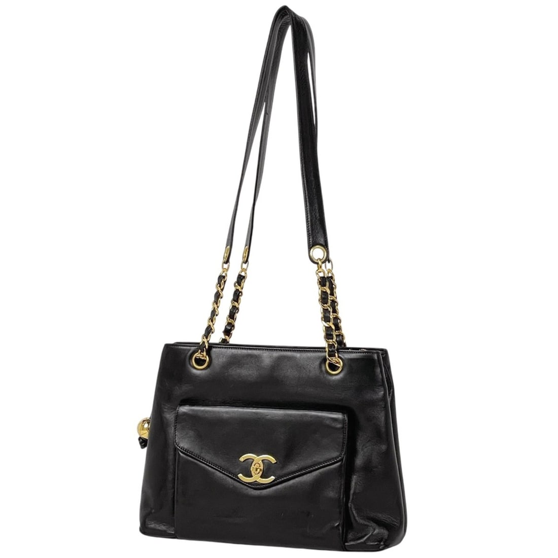 Chanel Coco Mark Chain Tote Bag, Leather, Black, Women's: --- Catalog ---Category: SizeSize (HxWxD): 23cm x 30cm x 9cm / 9.05'' x 11.81'' x 3.54''Category: DesignType: Tote bagColor: BlackGender: WomenMaterial: Leather Category: GeneralBrand: Chanel--- Item 
