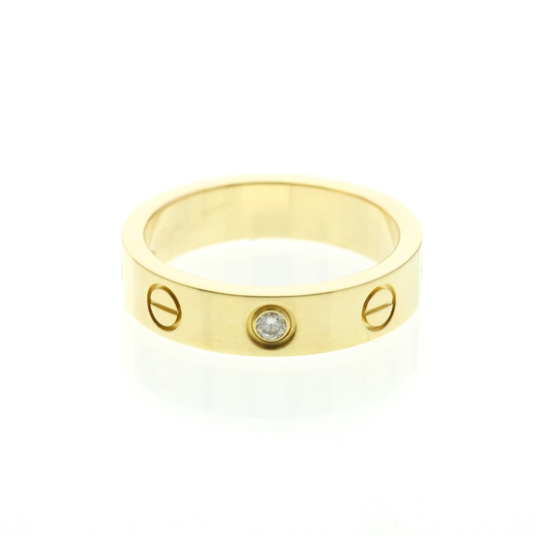 Cartier Mini Love Ring Yellow Gold (18K) Fashion No Stone Band Ring Gold: --- Catalog ---Category: SizeWidth: 3.5mm / 0.14''Weight: 3.2g / 0.11oz.JP Size: 14US Size: 6 3/4Brand Size: 54Category: DesignType: Band ringColor: GoldMetal: GoldStone: No StoneStyle: FashionGender: