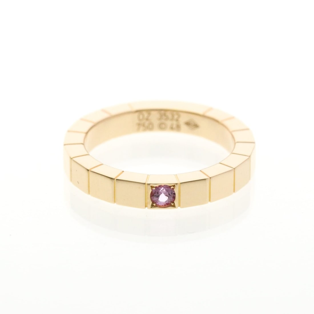 Cartier Lanieres Pink Gold (18K) Fashion Sapphire Band Ring Pink Gold: --- Catalog ---Category: SizeWidth: 3mm / 0.12''Weight: 5.3g / 0.18oz.JP Size: 8US Size: 4 1/2Brand Size: 48Category: DesignType: Band ringColor: Pink goldMetal: GoldStone: SapphireStyle: FashionGende