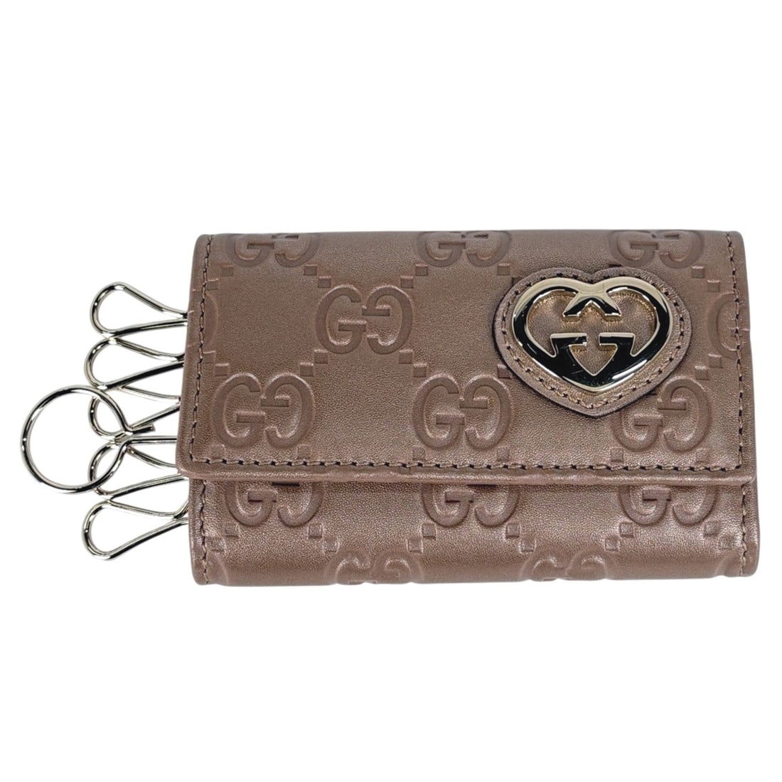 Gucci GUCCI Guccissima Accessories/Key Case Lovely Heart Shima Leather 257217 Women's: --- Catalog ---Category: DesignType: KeycaseColor: Pink beigeGender: WomenMaterial: Leather Category: GeneralMPN: 257217Brand: GucciCategory: Physical PropertiesSize (HxWxD): 6cm x 9.5cm x 2cm / 2.36'