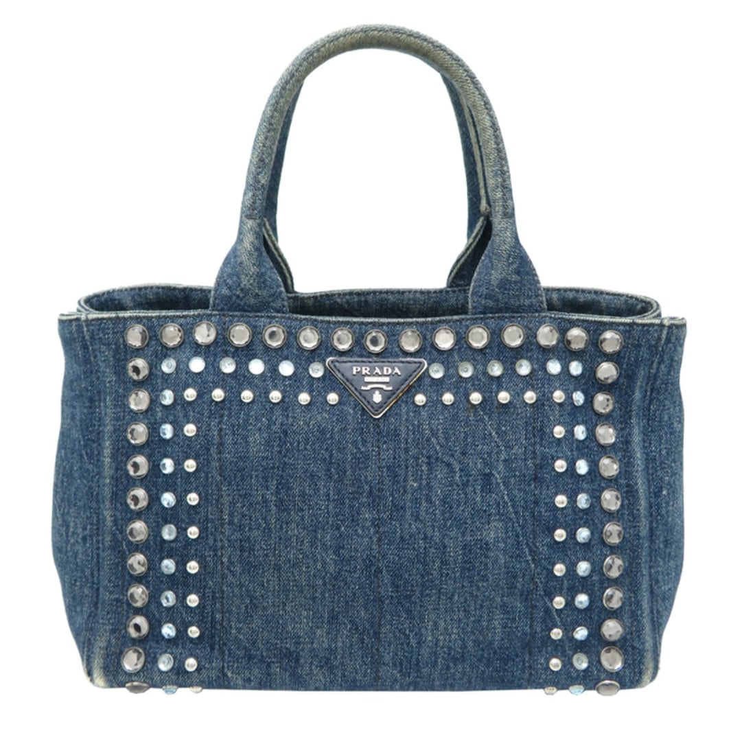 Prada Canapa Bijou Women's Tote Bag, Denim, Blue: --- Catalog ---Category: SizeSize (HxWxD): 18cm x 28cm x 15cm / 7.08'' x 11.02'' x 5.9''Category: DesignType: Tote bagColor: BlueGender: WomenMaterial: Denim Category: GeneralBrand: Prada--- Item List