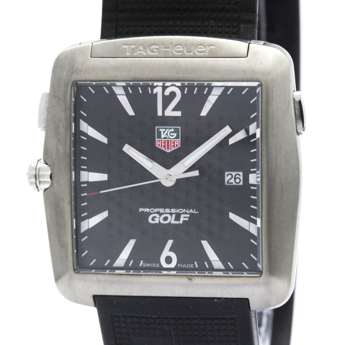 TAG HEUER Professional Sports GOLF Steel Quartz Mens Watch Polished: --- Catalog ---Category: SizeCase Diameter: 36mm / 1.42''Category: DesignType: WristwatchStyle: SportGender: MenColor (Dial): BlackMaterial (Band): RubberMaterial (Case): Stainless steelCategory: Gene